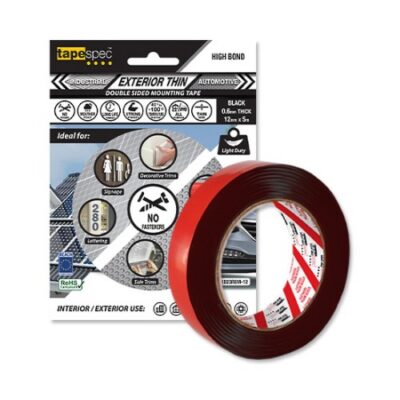 TAPESPECS EXTERIOR THIN D/S 0.6mm X 18mm X 5m BLACK